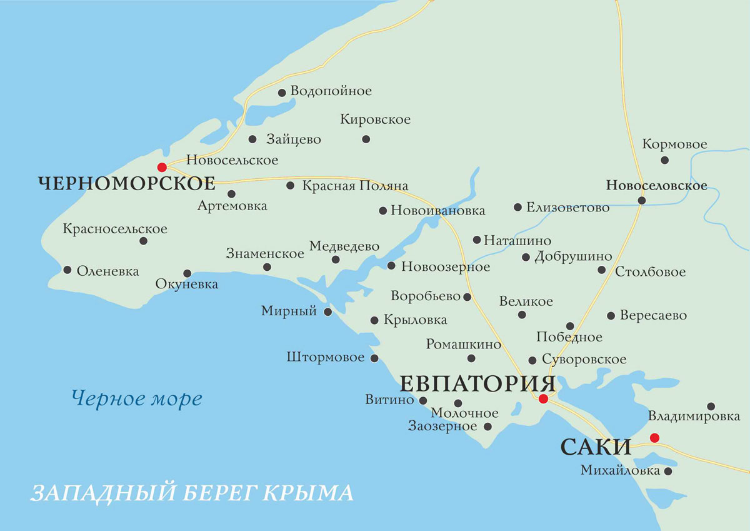 Карта западного берега Крыма